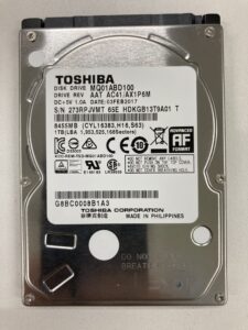 【データ復旧・データ復元成功実績】HDD TOSHIBA MQ01ABD100 1TB ノートPC内蔵HDD、認識しない