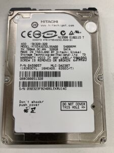 【データ復旧・データ復元成功実績】HDD HITACHI HTS543232L9SA00 320GB ノートPC内蔵HDD、OS起動しない